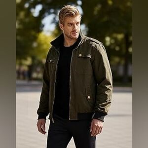 Wantdo Original Brand Mens Jacket Green Plaid Lined L